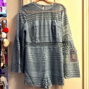 Bardot Dusty Blue Kristy Lace Playsuit Romper Women Size 6